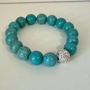 Turquoise and Rhinestone Bracelet